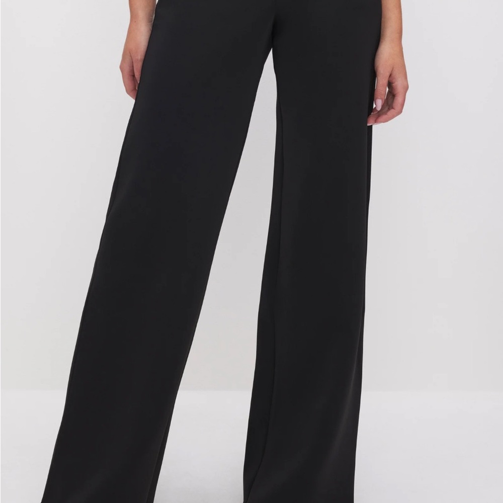 Good American Black Wide-Leg Pants High-Waisted